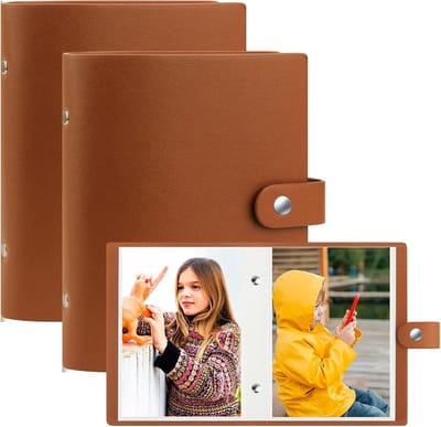 Dailygoods- Fotoalbum Klein 13x18 cm - 2 Stukken - Leren Deksel - 52 Zakken - Topload Zakken voor 5x7 Inch Foto's - Voor Baby/Bruiloft/Vakantie - Fotoboek
