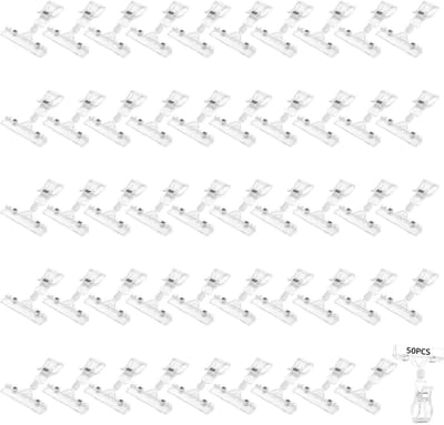 Dailygoods- Prijsbordhouder Draaibaar - 50 Stuks - Kunststof - Etikettenhouder - Bordclip - Transparant - 10,5 x 8 cm