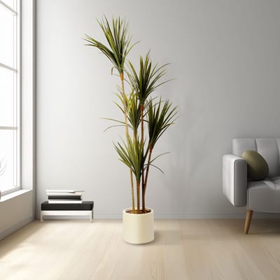 Grote Kunstplant voor Binnen - Woon & Kamer Decoratie - Palm - Groen - 1,5 m 1 Stuk – Nepplant in pot [11904]