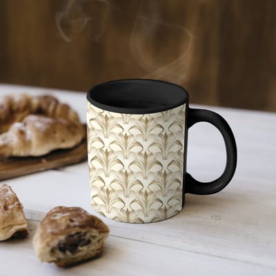 Magische Mok - Foto op Warmte Mokken - Koffiemok - Ornament - Barok - Goud - Magic Mok - Beker - 350 ML - Theemok