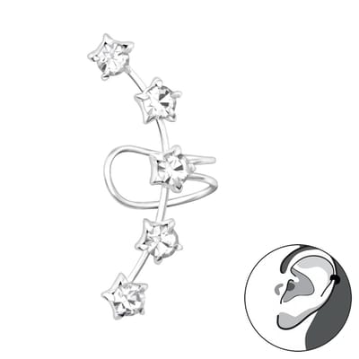 Oorklimmer - ear cuff - ear climber oorbellen - Zilverana - sparkling 5 zirkonia - 925 sterling zilver | zilveren oorbellen dames