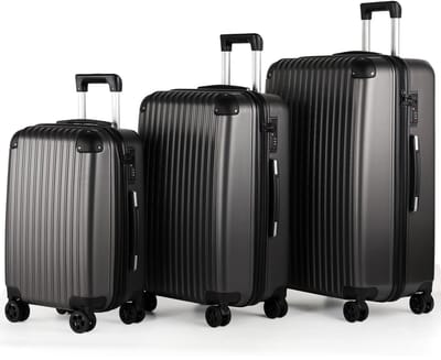 TAN.TOMI Kofferset - 3 Delig - 95L Handbagage + 65L +41L - Reiskoffer met 4 wielen - Ruimbagage - Cijferslot - Reiskoffer - Trolley Koffer met Wielen - Donkergrijs