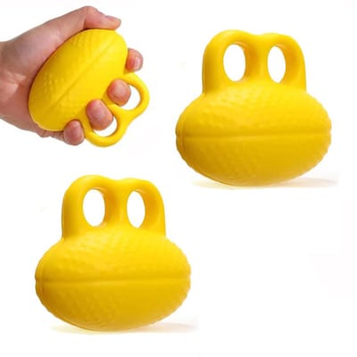 2-stuks Vingergreepbal - Vingeroefener - Gripversterker - Vingeroefenbal - Krachttrainingsbal - Knijpbal - Gripversterker - Krachttraining - 10*7,8*5,6 cm - Geschikt voor revalidatie, artritis, handoefeningen, enz. - Geel