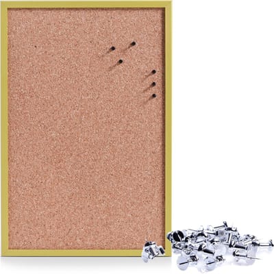Prikbord incl. 25x punaises zilver - 40 x 60 cm - groen - kurk