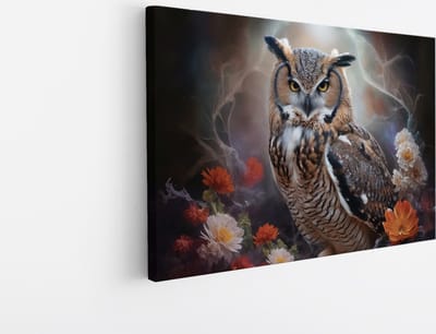 Saammp Canvas Schilderij - Uil - Abstract - Dieren - 30x20 - Foto op canvas - Wanddecoratie - muurdecoratie Woonkamer - Slaapkamer decoratie - Canvas Print