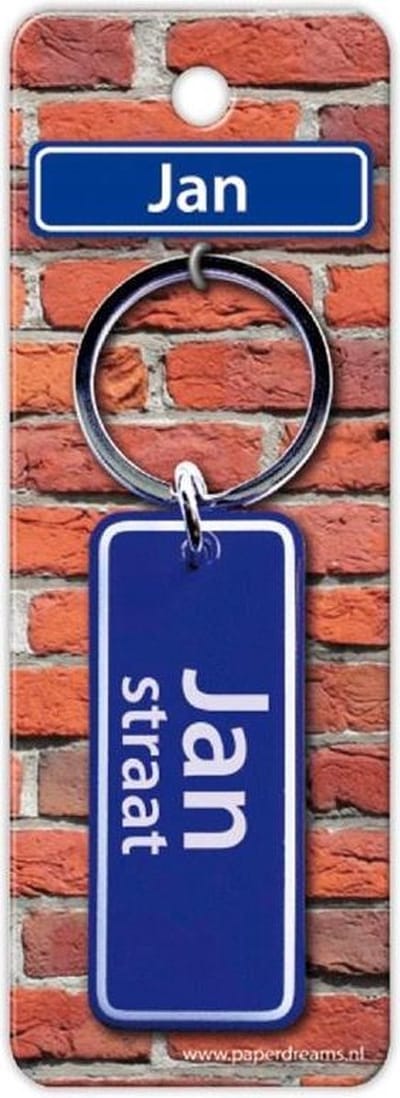 Paper Dreams Sleutelhanger Straatnaam Jan 9 Cm Staal Blauw