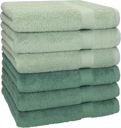 Set van 6 Handdoeken 50x100 cm - 100% Katoen - Zacht & Duurzaam Badtextiel Groen