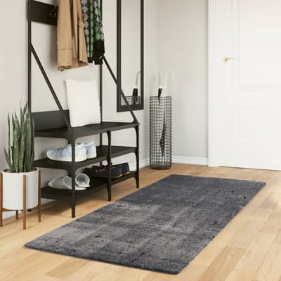 vidaXL - Vloerkleed - HUARTE - laagpolig - zacht - wasbaar - 80x200 - cm - antraciet