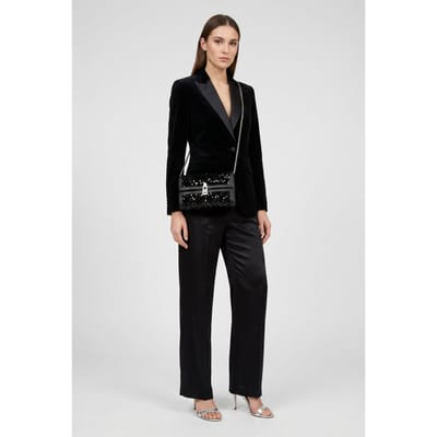 COCCINELLE Leren Koppeling Schoudertas Magie 2Nite Paillettes Clutch Noir / Noir Zwart