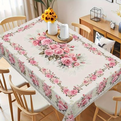 Lente Roze Roos Rechthoekig Tafelkleed voor Tafeldecoratie Zomer Bloemen Keuken Eetkamertafelkleed Moederdag Cadeau Feestdecoratie 90x140cm