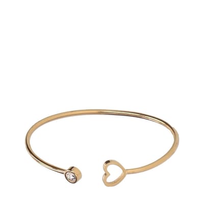 Manfield - Dames - Goudkleurige bangle met hartje - Maat 1