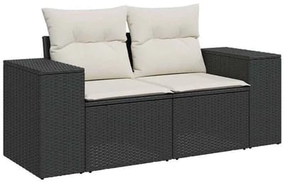 Tuinbank met opbergruimte - Lounge Bank - Buitenbank - Tuinset - Houten Bank - Modulair Bankstel - Balkon Set - Poly rattan - Zwart