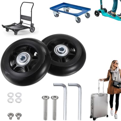 2 stuks zwenkwielen - reservewielen voor koffers - skateboardwielen - rubberen zwenkwielen - onderste wielen voor opbergrekken - met montagetoebehoren - voor koffers, skateboardschoenen, kinderwagens en bagagekarren (4,5*1,8 cm - zwart)