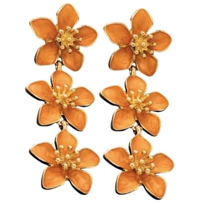 Oorbellen -oranje -bloemen -goudkleurig - Charme Bijoux