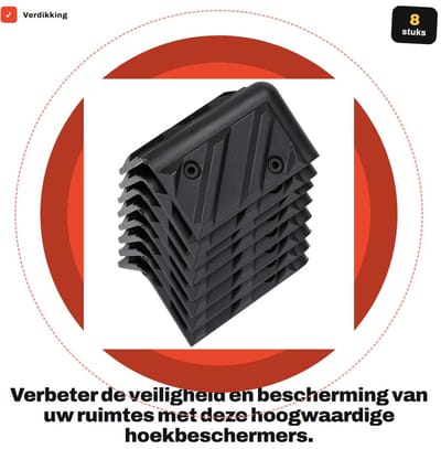 Dailygoods - Verdikking Luidspreker Hoekbeschermer - Kunststof Hoekbescherming - 8 Stuks - Zwart - Haakse Beveiliging - Ideaal voor Huishoudens - Hoek...