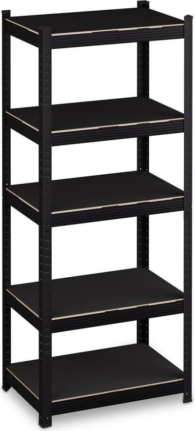 Stellingkast - 150x60x40 cm - 1250 kg - staal - steeksysteem - zwart