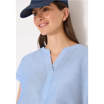 Blouse met korte mouwen in chambraykwaliteit