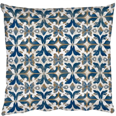 Sierkussens - Kussentjes Woonkamer - 50x50 cm - Tegel - Patroon - Blauw - Beige
