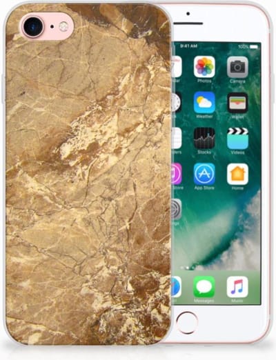 iPhone SE 2022 | SE 2020 | 8 | 7 TPU Siliconen Hoesje Marmer Creme