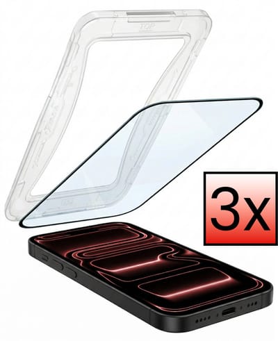 Screenprotector - 3 Stuks - Geschikt voor Apple iPhone 17 Pro - Met Installatie Kit - Beschermglas - Gehard Glas - Tempered Glass - Screen Protector - Inclusief Montage Frame - Buigbaar Hybrid Bescherm Cover