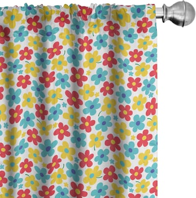 ABAKUHAUS Bloemen Gordijnen – 2x75x175 cm – Mikrofaser, Veelkleurig