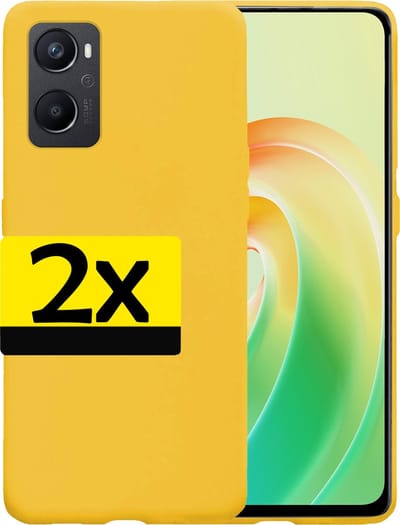 Hoesje - 2 Stuks - Geschikt voor OPPO A76 - Sterk & Shockproof - Case Siliconen - Back Cover - Telefoon Hoes - Telefoonhoesjes - Geel