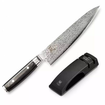 Yaxell Ran Messenset – Giftset – 2-delig – Messenslijper met Koksmes 20 cm – 69 Lagen Damaststaal – VG10 Staal – 61 HRC – Canvas-Micarta Heft