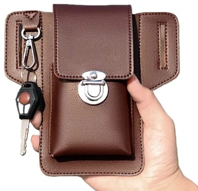Luxe Heuptas Voor Smartphone I Riem Telefoon Tas I Telefoonhouder Riem I Smartphone Tas I Met Karabijnhaak I Met PU Leer I Inclusief Extra Opbergvakje I Bruin
