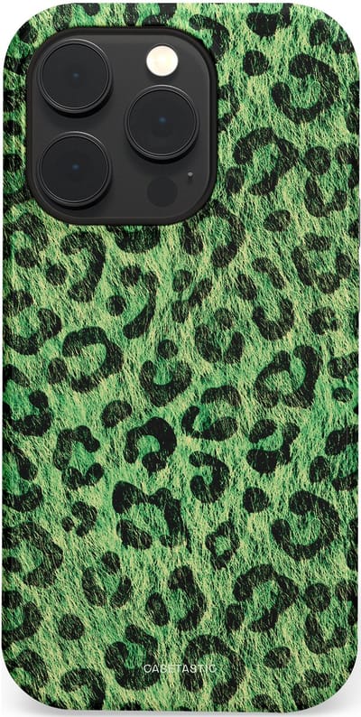 Casetastic hoesje geschikt voor Apple iPhone 14 Pro - MagSafe - Dubbellaagse bescherming - Groene Panterprint - Fashion Case - Donkergroen Zwart