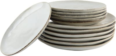 OTIX Serviesset - 12-delig - Bordenset - 6-persoons - Ontbijtborden - Dinerborden - Beige - Keramiek - Gebaksbordjes - LILY