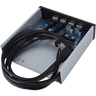 5.25 Inch 19 Pin9Pin to USB 3.0 USB 2.0 4 Port Metal Optical Drive Bay