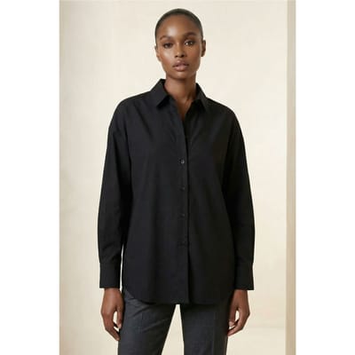Overmaatse Lange Mouwen Poplin Shirt met Kn Closure