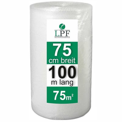 Luchtkussenfolie - Noppenfolie rol - Verpakken en verzenden - Kleine noppen - 75 cm breed - Transparant