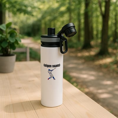 Hacebo® - honkballer met eigen naam waterfles met draaidop grijs - Honkbal - atleten - iemand die houdt van honkbal - verjaardag - cadeau - kado - water fles - 850ML