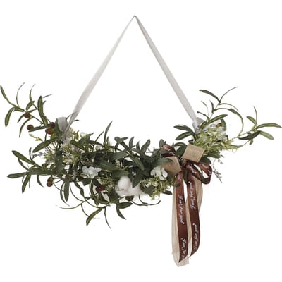Simulatie Zijde Bloemen Kunstmatige Olijftak Bladeren Katoen Krans Bovenstuk Decoratieve Bloemen gray