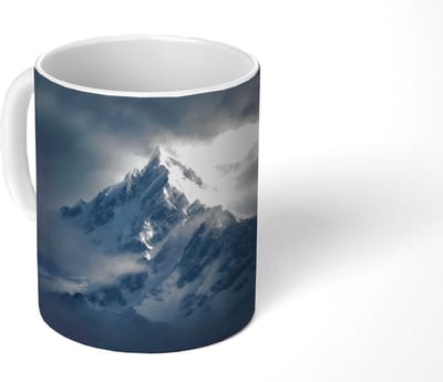 Mok - Koffiemok - Sneeuw - Berg - Wolken - Mokken - 350 ML - Beker - Koffiemokken - Theemok