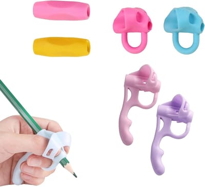 Ergonomische Schrijfhulp voor Kinderen - Correctie van Schrijfhouding, Siliconen Grip en Penhouder voor Diverse Pennen (Roze)