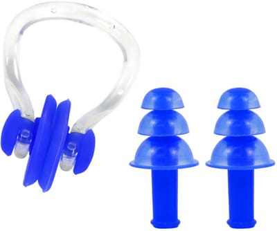 Zwemoordoppen - Zwem neusclip - Blauw - Siliconen - 3-delig setje - Neusklem - Oordoppen voor in het zwembad - In handig opbergdoosje - CHPN