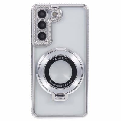 Bumper Back Cover Hoesje - Glinsterende - Schattige met Diamanten steentjes voor Dames en Meisjes - Geschikt voor: Samsung S25 - Zilver