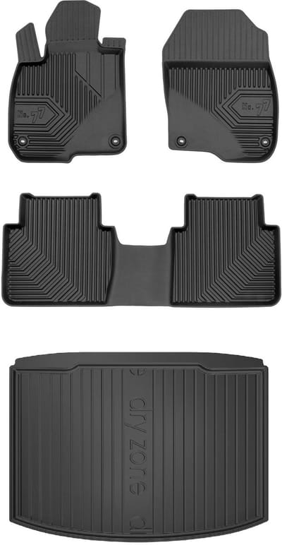 Frogum Voordeelset - Automatenset No.77 + Dry Zone Kofferbakmat - Geschikt voor Honda CR-V V (2016-2023) - Lage laadvloer - TPE Rubber - Zwart
