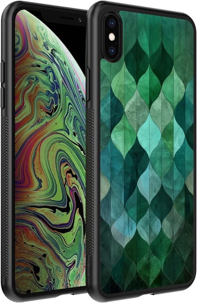 Smartphonica Telefoonhoesje geschikt voor iPhone Xs Max met groene bladeren opdruk - TPU backcover case green leaf design - Groen geschikt voor iPhone Xs Max