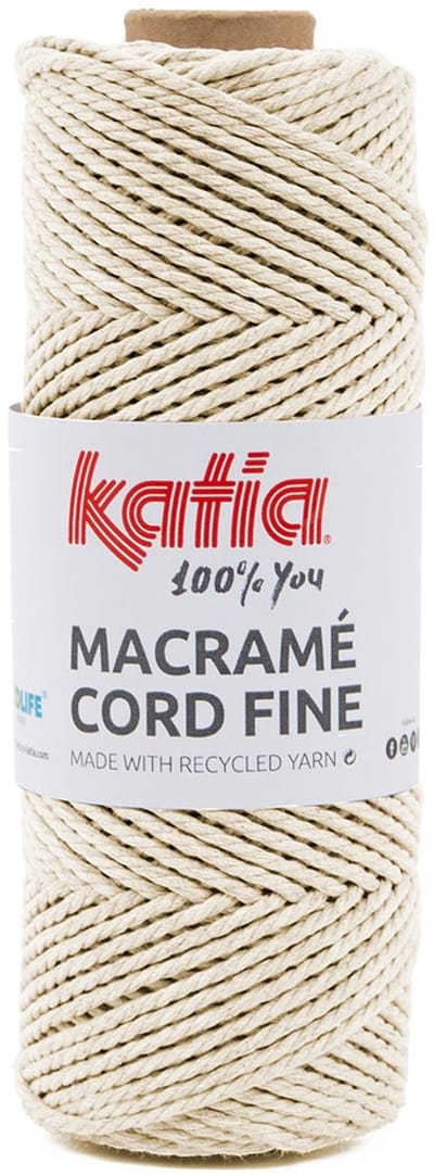 Katia Macramé Cord Fine - 206 Ecru - Gerecycled Katoenmix Garen