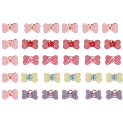 30 pcs Chien Chat Chiot Nœud Papillon Fleur Bandeau Décoration Ensemble Moyen Petit Accessoires pour Animaux de Compagnie pink