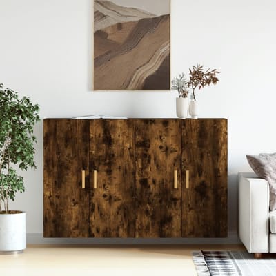 vidaXL - Hangkasten - 2 - st - bewerkt - hout - gerookt - eikenkleurig