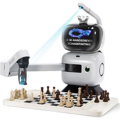 SenseRobot AI Schaakrobot met Robotarm – 25 AI-niveaus, 1200+ Oefeningen, Eindspeltrainer, Klassieke Partijherhaling, Spraakcoaching,