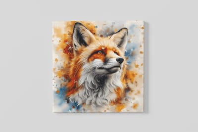 Vierkant Canvas Schilderij Vos – Schattig Dierenposter – 60x60 cm – Kinderkamer Decoratie