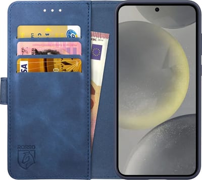 Rosso Element Book Case Wallet Hoesje Geschikt voor Samsung Galaxy S24 | Portemonnee | 3 Pasjes | Magneetsluiting | Stand Functie | Blauw