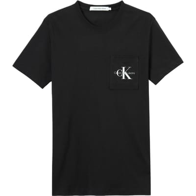 Calvin Klein CORE MONOLOGO t-shirt met smalle pasvorm en zak, zwart, heren, maat S