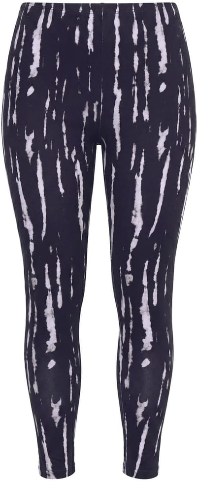 MIAMODA - Dames - Legging tight fit batikpatroon elastische tailleband - Zwart - Maat 44