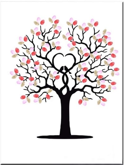 Dailygoods - DIY Huwelijksvingerafdrukboom - Gastenboek Poster - Canvas met Inkt - 30x40cm - Liefdesboom - Perfect voor Bruiloften en Verjaardagen